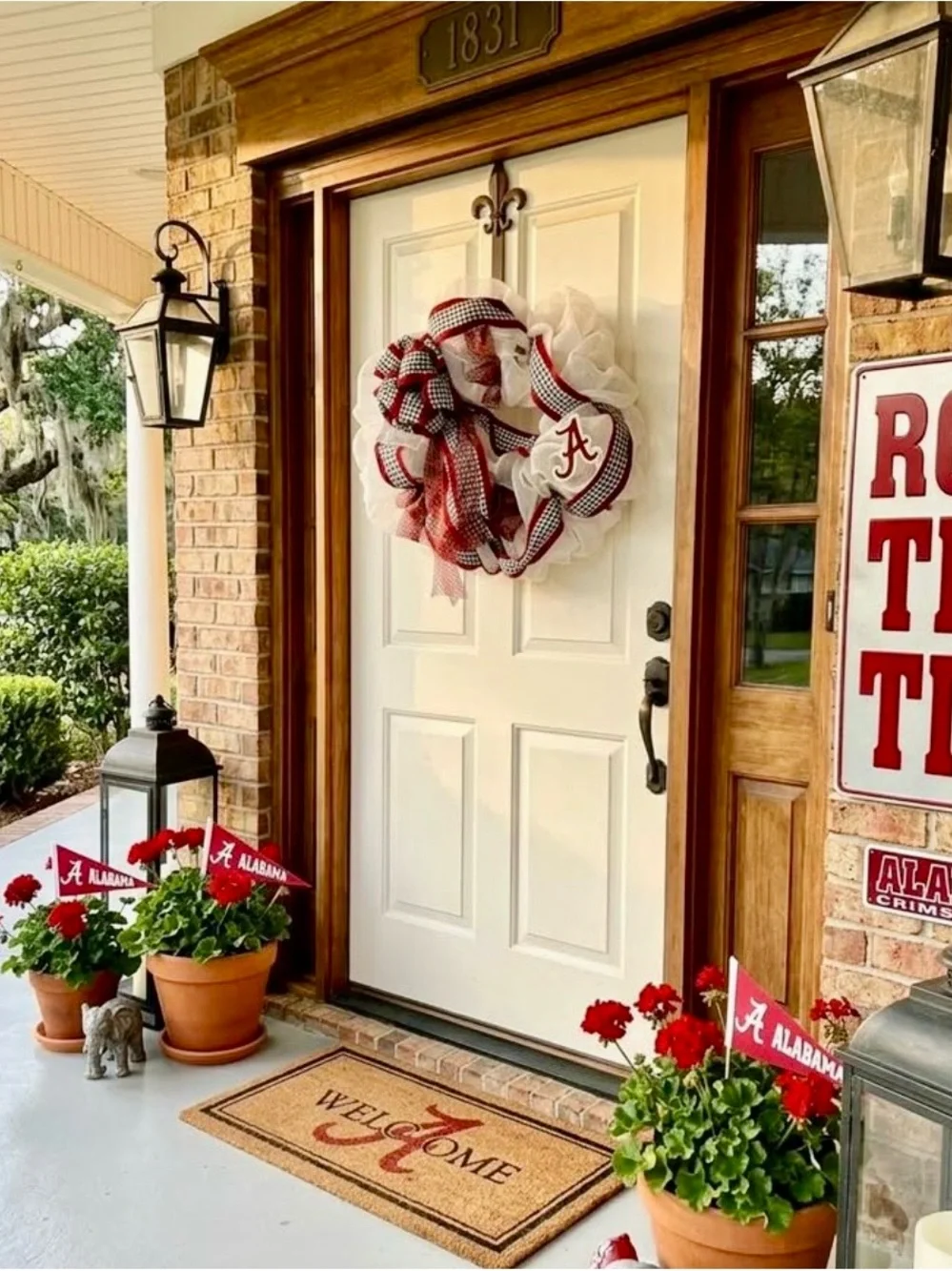 Custom Alabama Crimson Tide Deco Mesh Door Wreath- 18” Roll Tide! 🏈